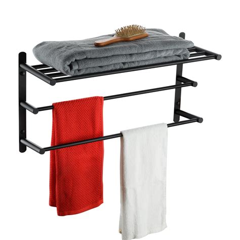 double towel bar with shelf